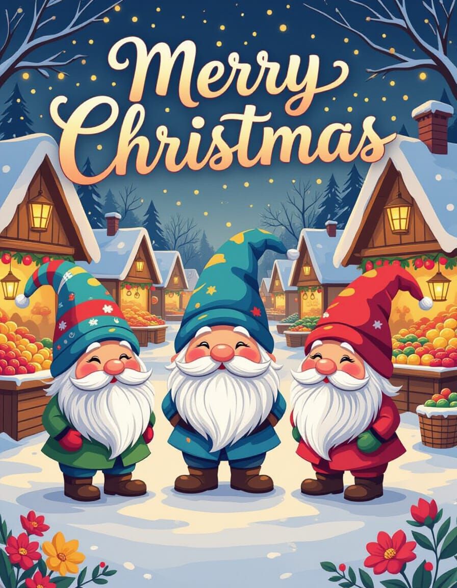 Festive Gnomes in Vector Art Style