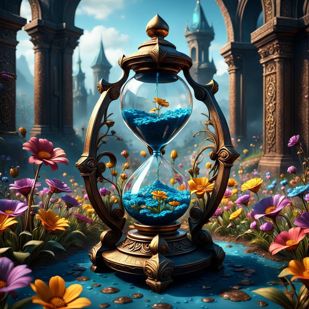 Floral Hourglass: Detailed Fantasy Concept Art