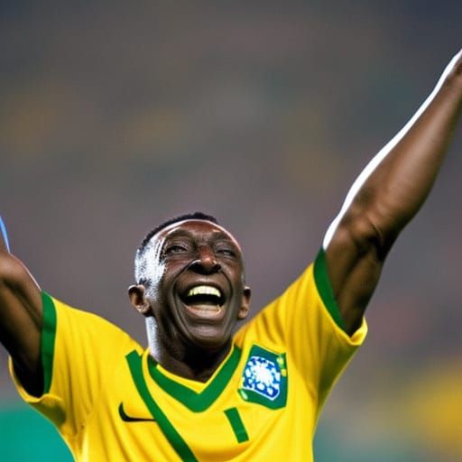 Pelé Celebrates Victory Goal for Brazil