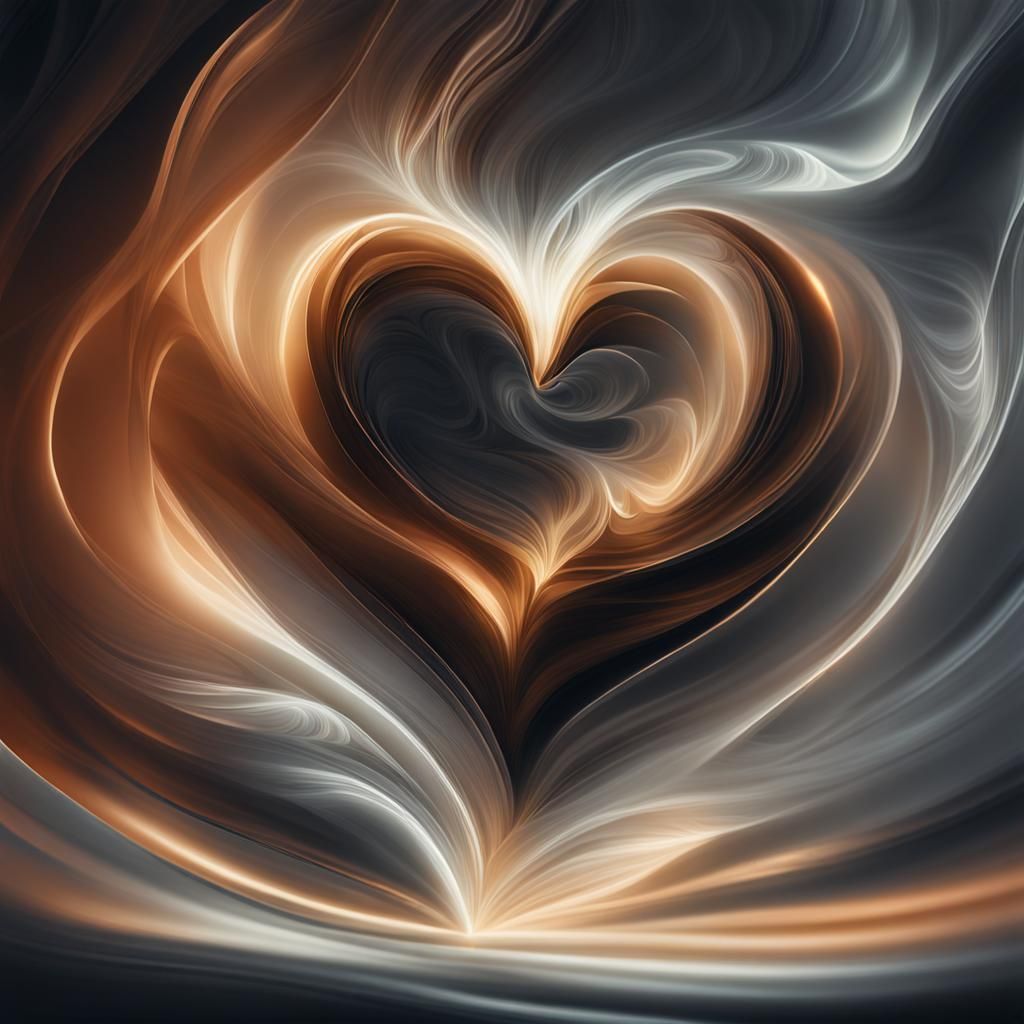 Ethereal Glowing Heart in Silver and Tan Tones