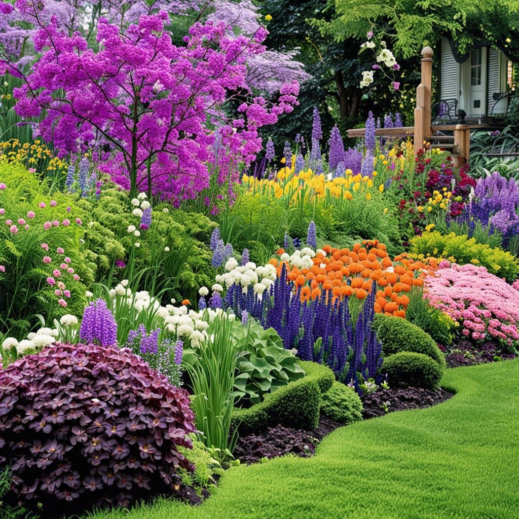 Lush Garden Bed Showcasing a Favorite Flower
