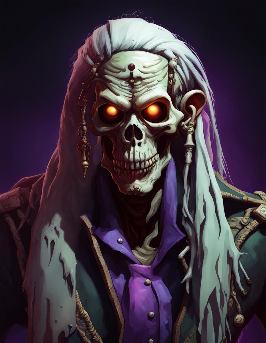 Undead Zombie Pirate Captain in Hyperrealistic Style