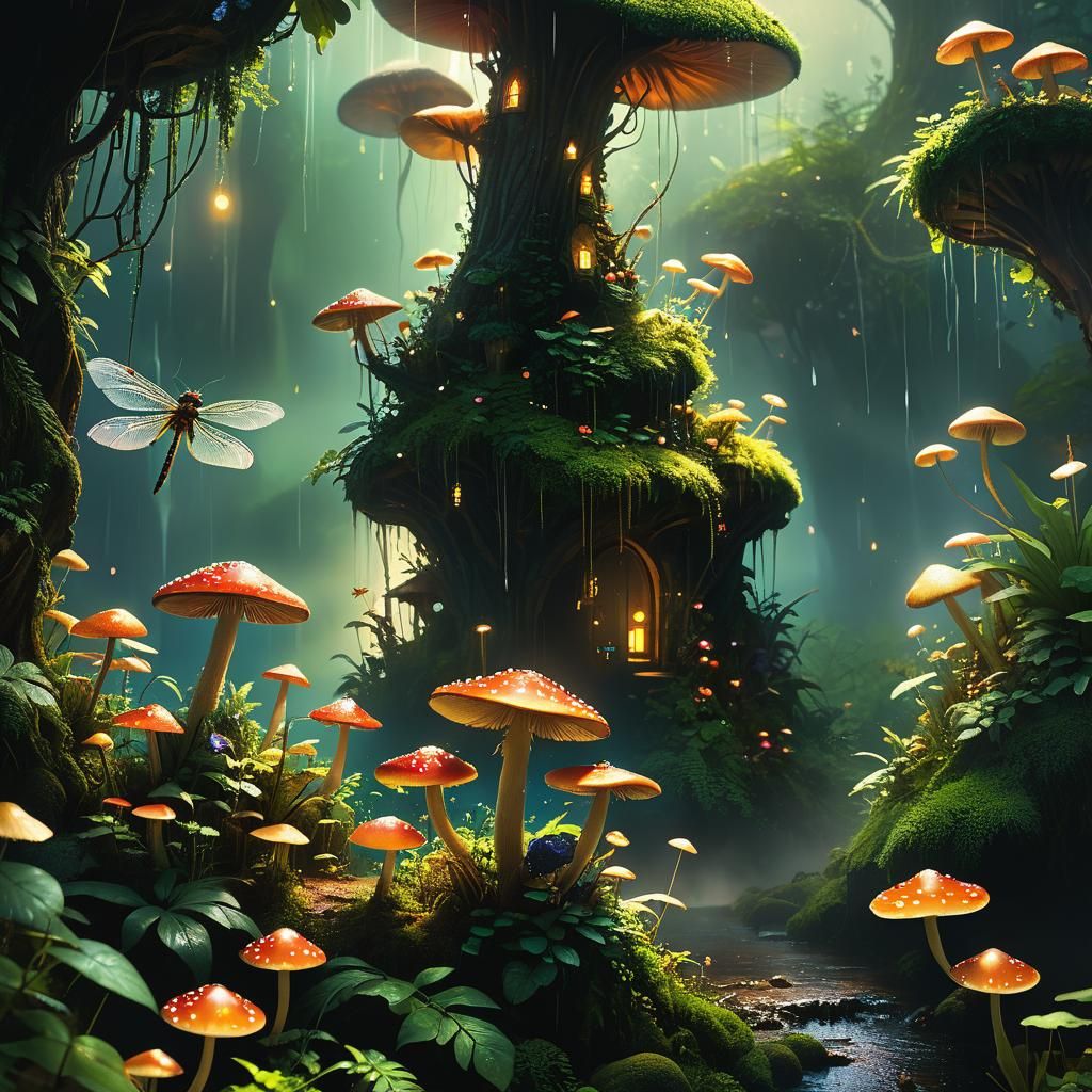Faerie Kingdom in Gentle Rain: Fantasy Concept Art
