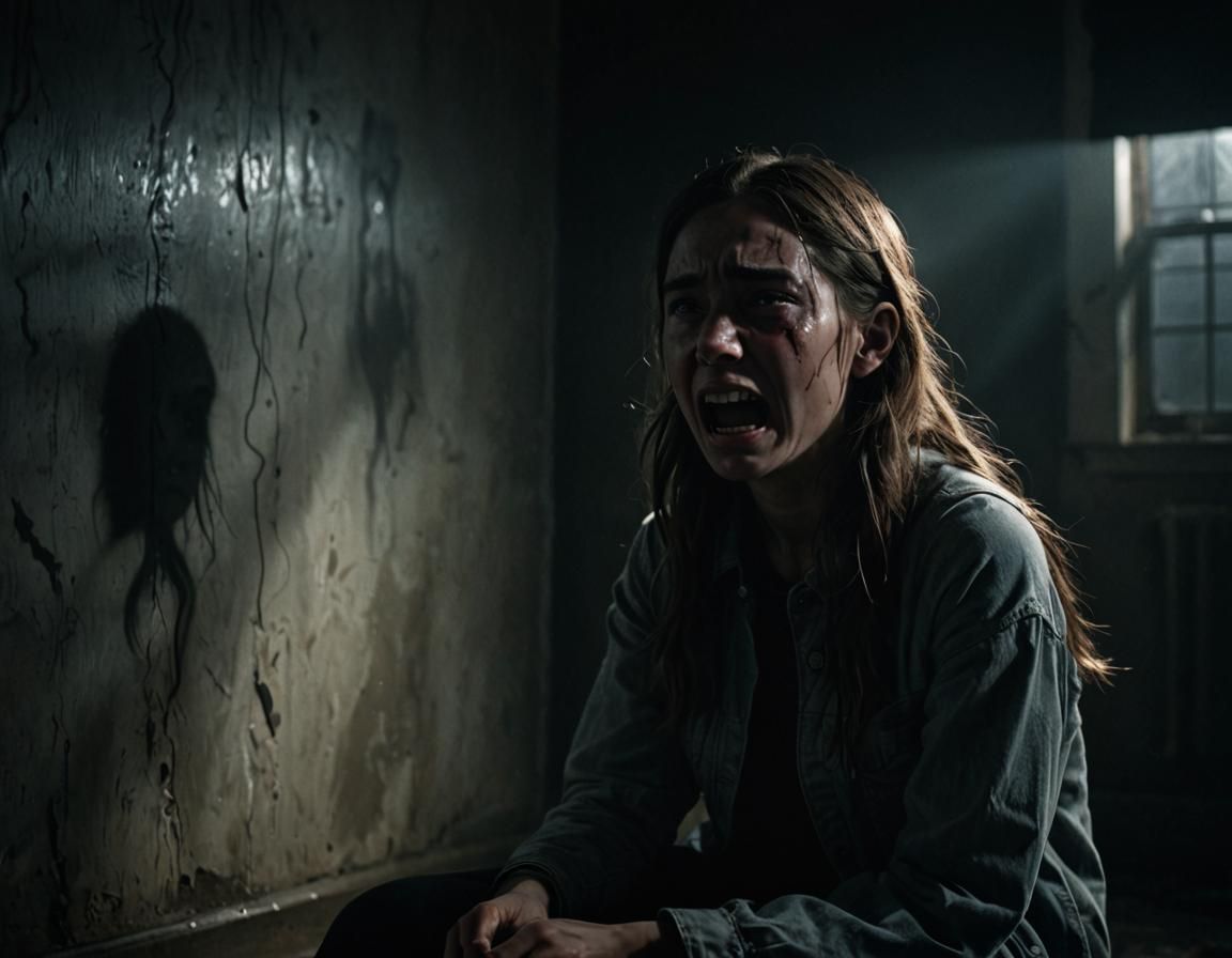 Eerie Ghostly Apparition in a Cinematic Horror Scene