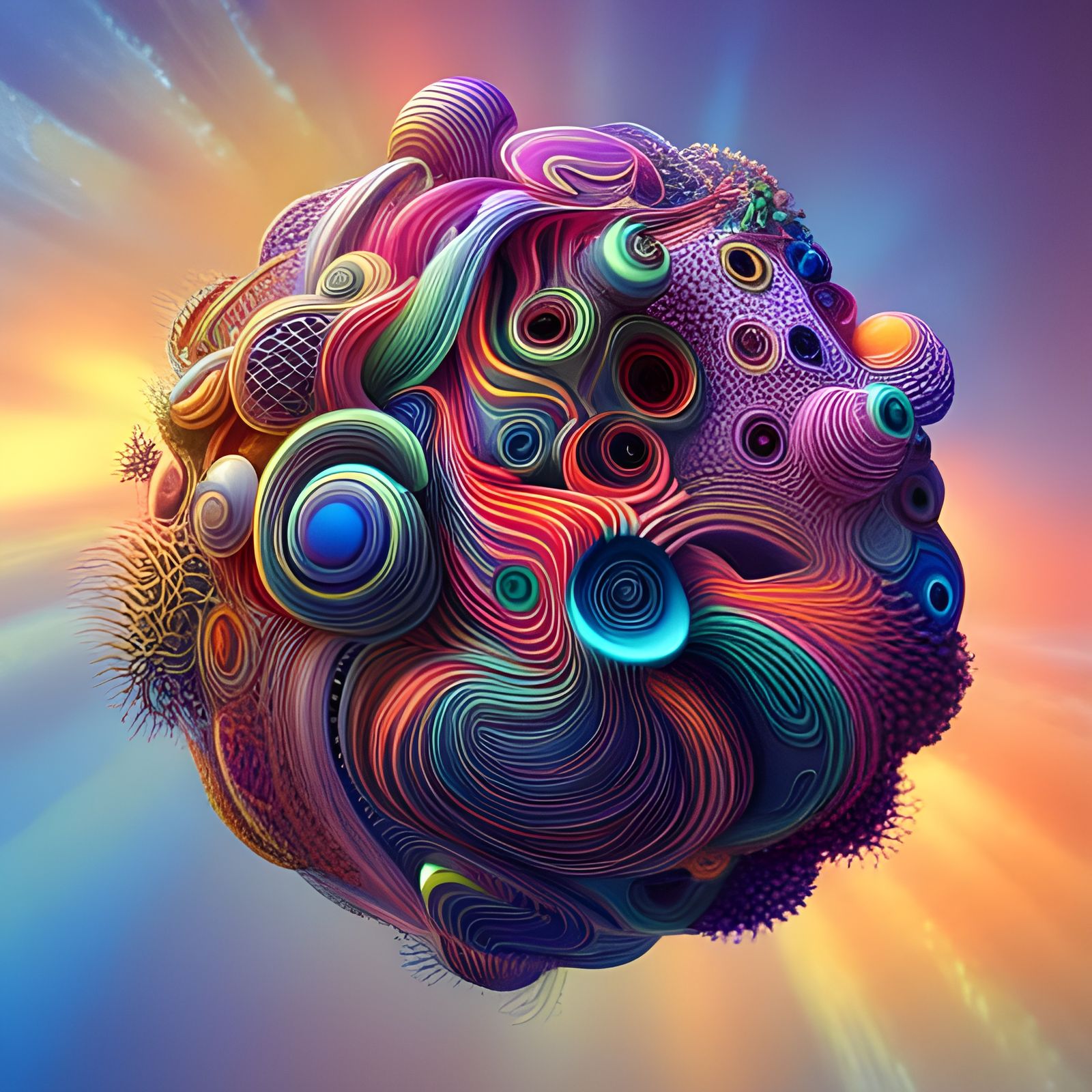 Dynamic Futuristic Virus in Spectral 3D Digital Art