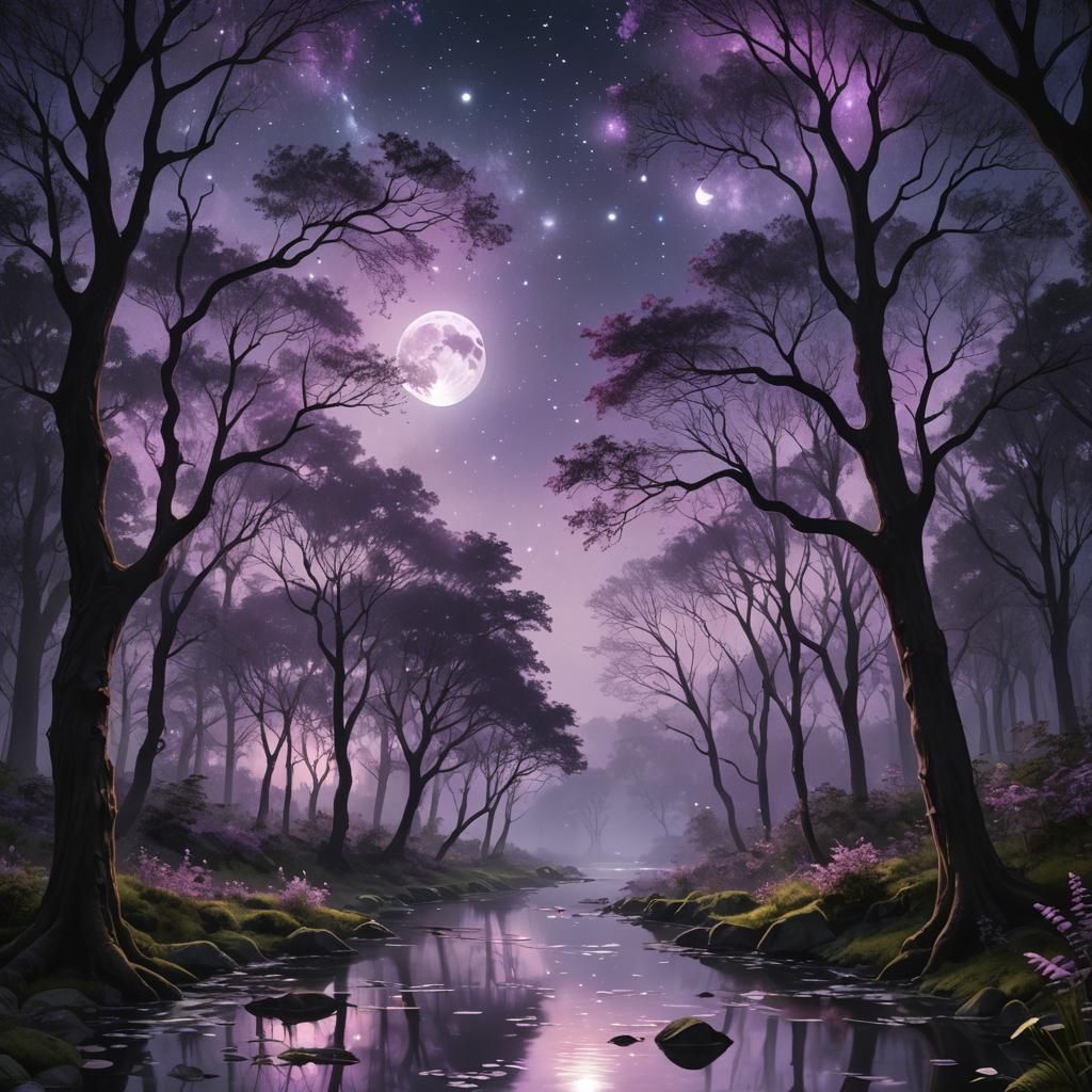 Enchanted Forest Under Two Moons