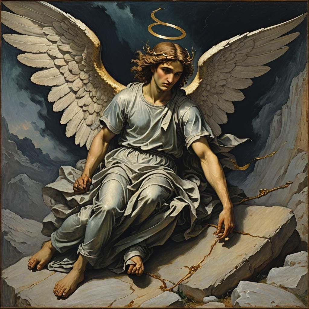 Fallen Angel Lucifer in Neo-Impressionist Style