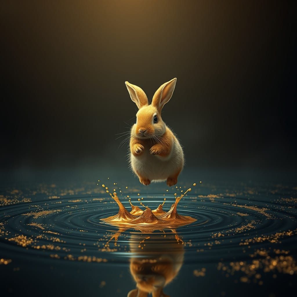 Golden Bunny in Ethereal Void