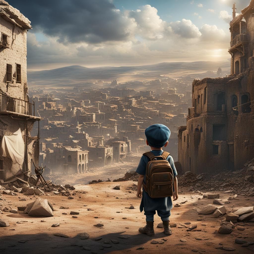 Child's Disgust: Israel-Palestine War, Matte Painting
