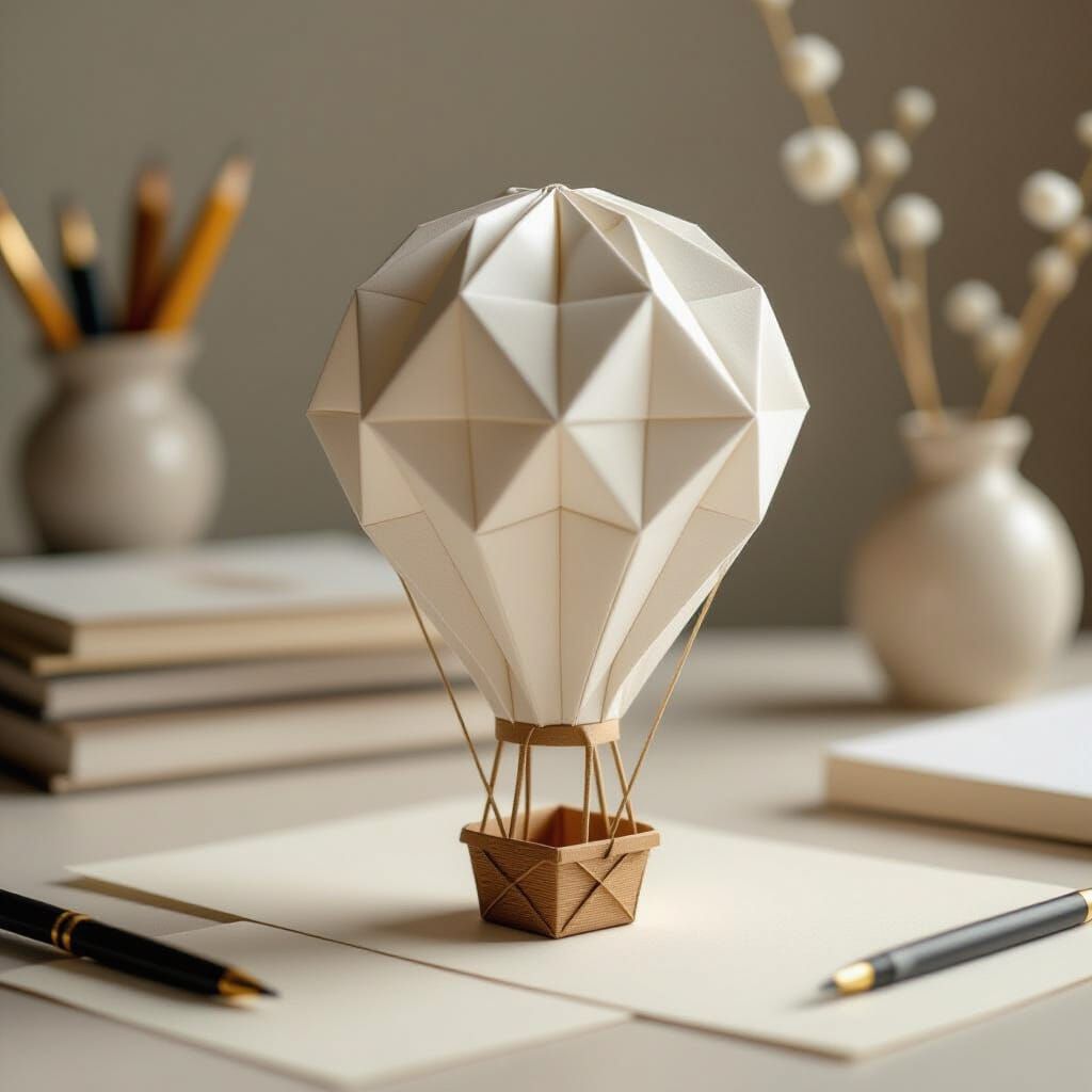 Origami Hot Air Balloon Papercraft in 8K