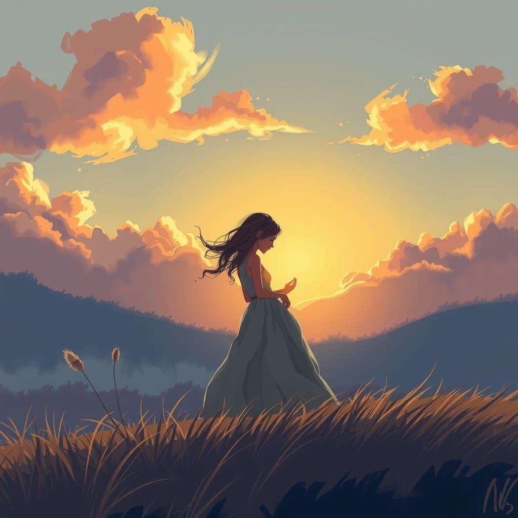 Tender Embrace Under Golden Skies