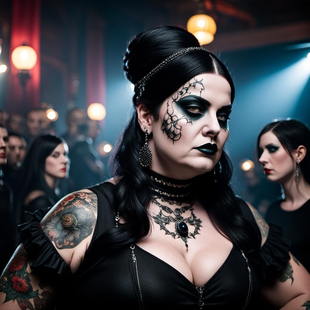 Gothic Lady Dancing in Club, Professional Portrait