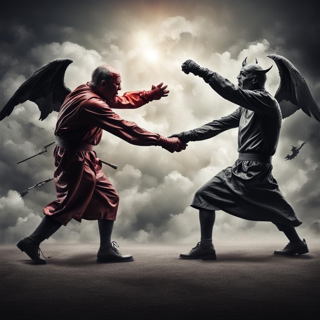 Surreal Battle Between Good and Evil