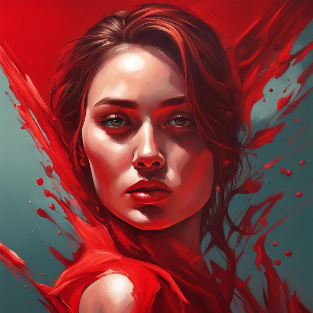 Dramatic Portrait of a Lady in Red