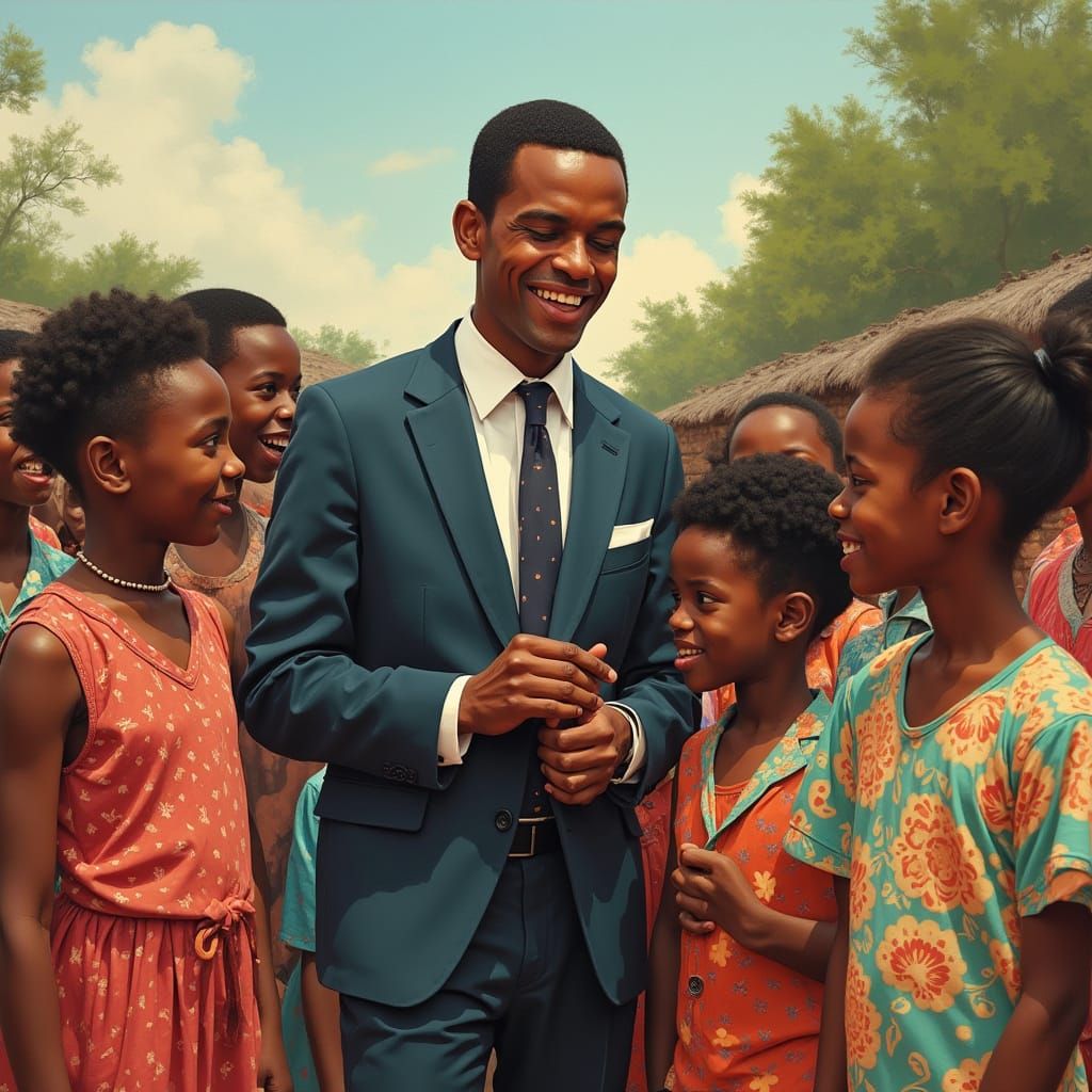 Politician Interacting With Children: Figurative Art