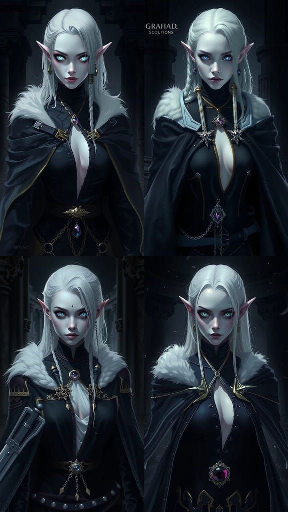 Pale Elf Rogue Portrait with Daggers in Digital Art