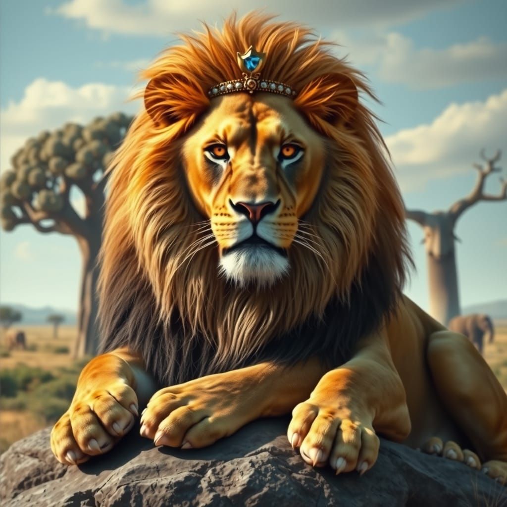 Regal African Lion in Golden Splendor