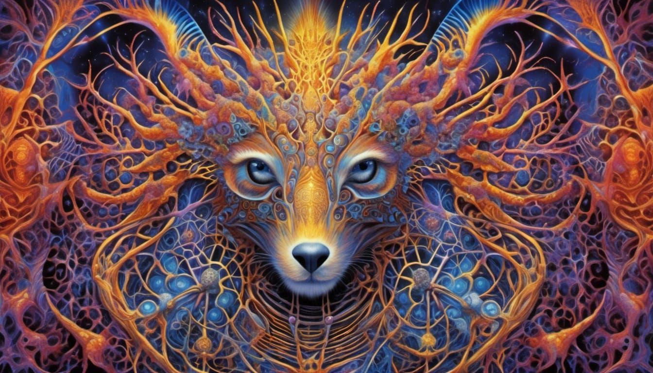 Fractal Marsupial Character Design in Psychedelic Art Style