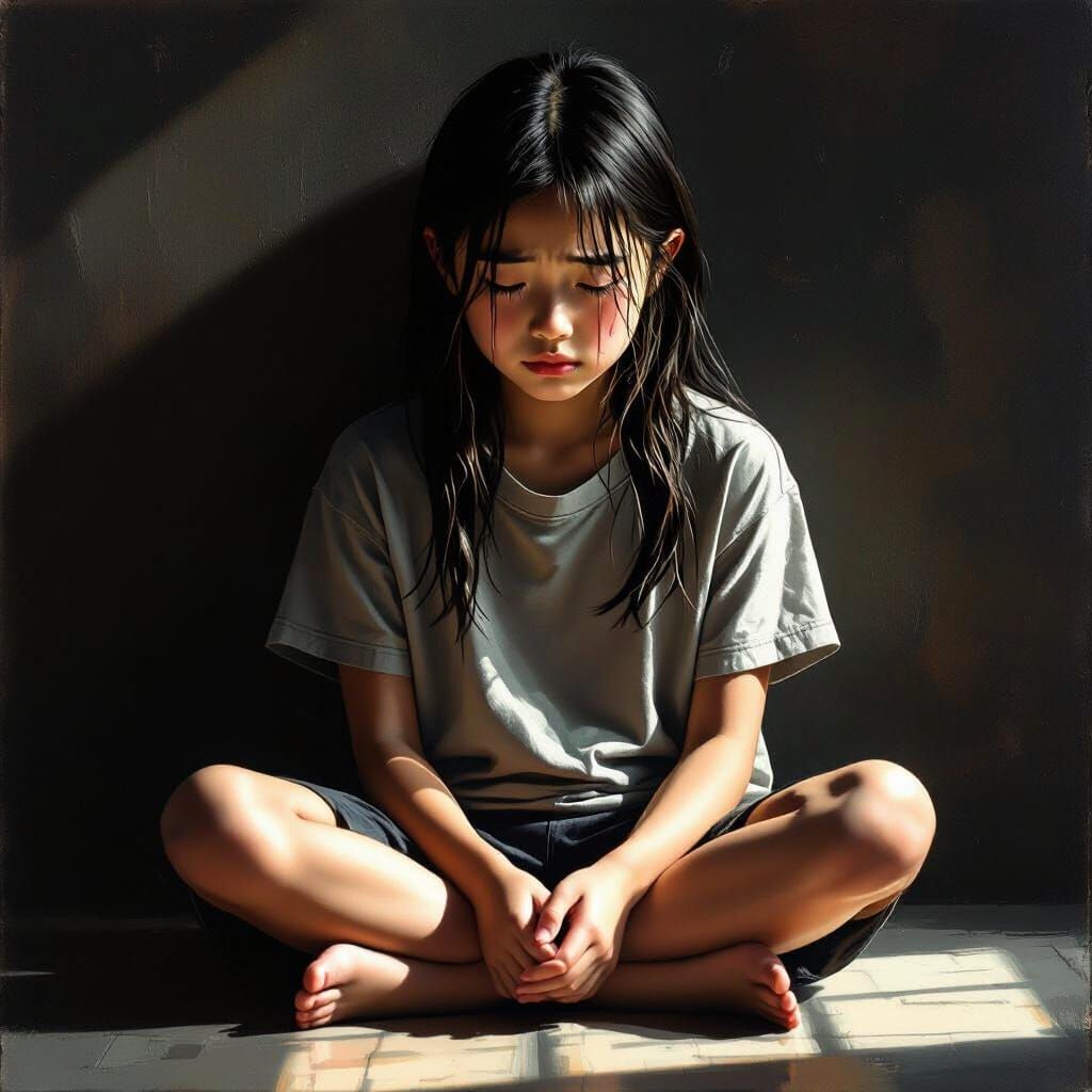 Young Asian Girl in Stark Light