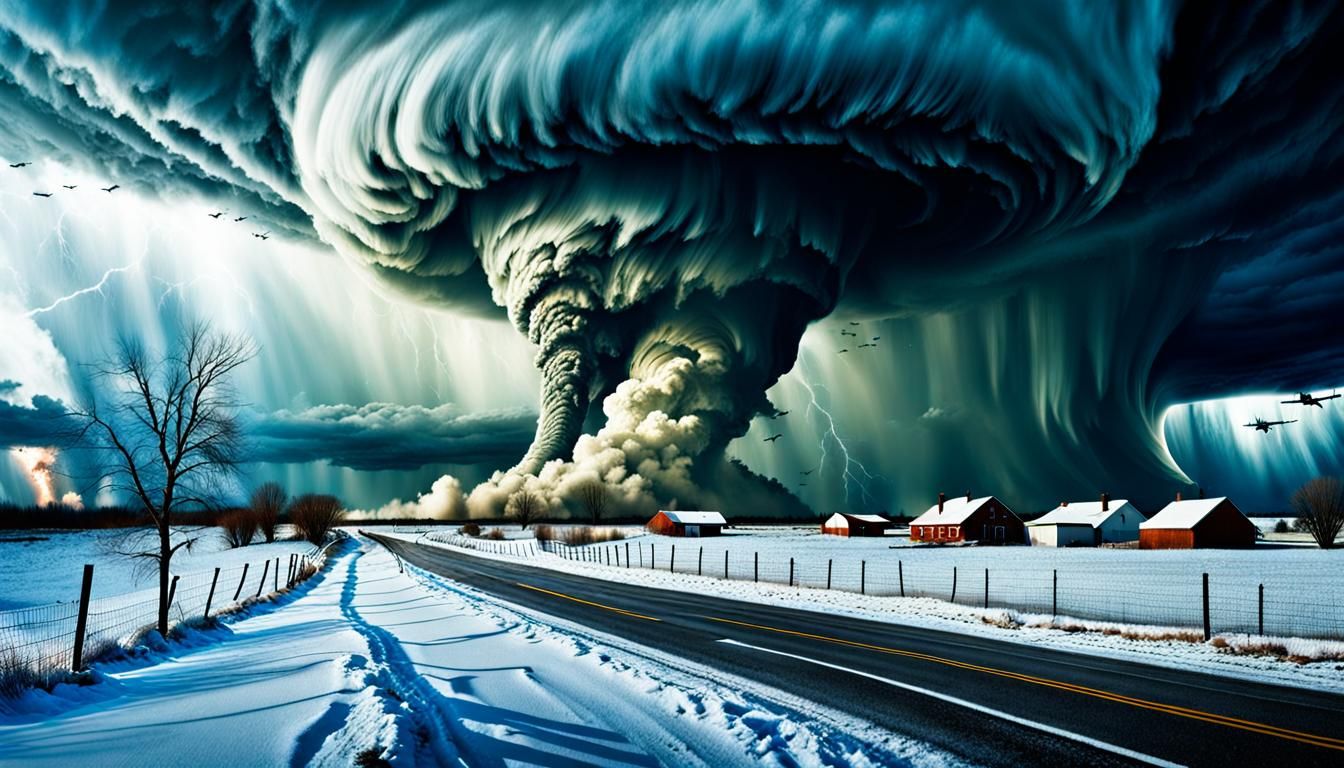 Apocalypse Summer Collision with Winter Tornado