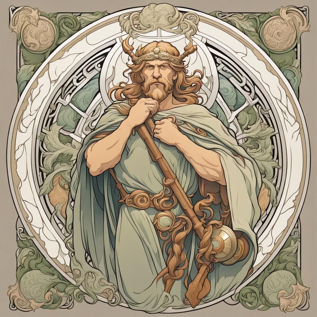 Norse God Baldr in Art Nouveau Style