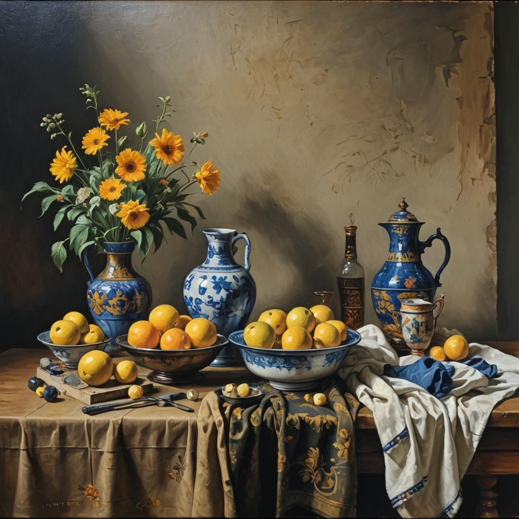 Vermeer-esque Still Life Oil Painting