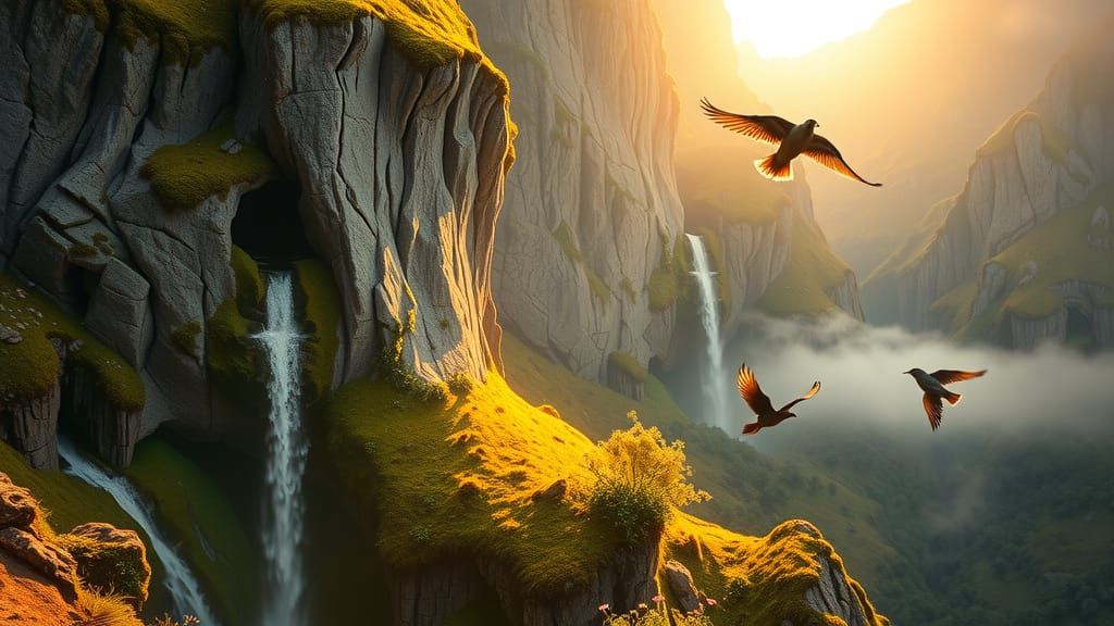 Majestic Mountain Face in Golden Light