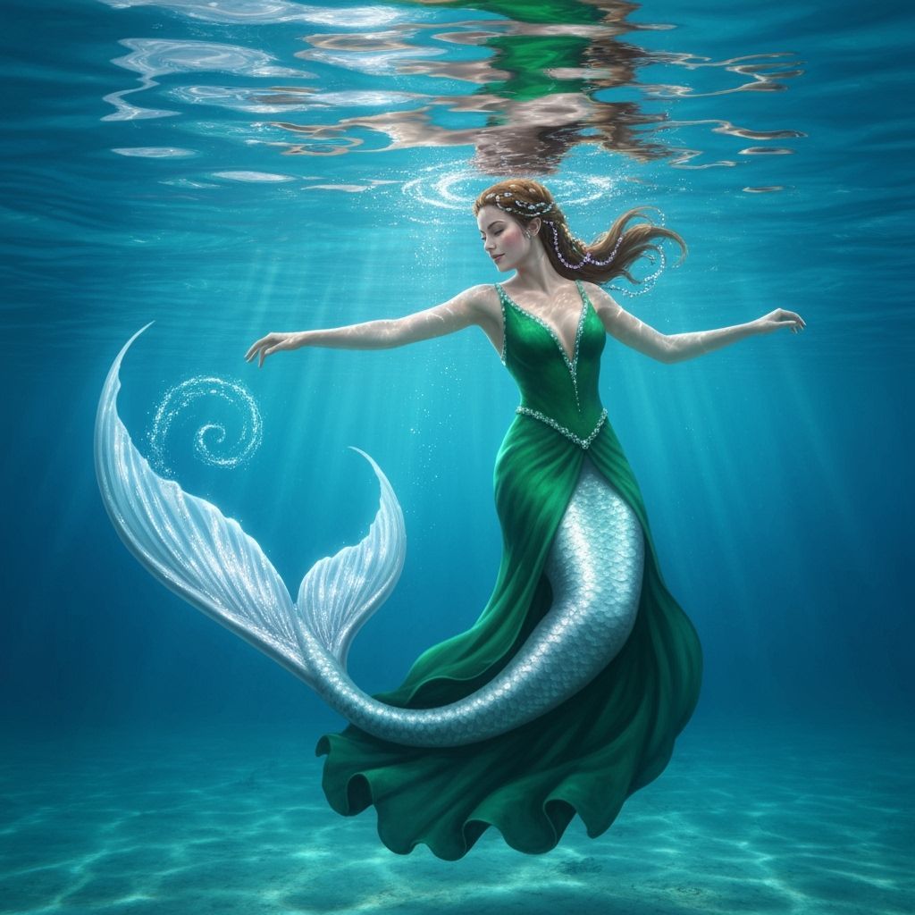 Mermaid in Graduation Outfit in Fantasy Art Style