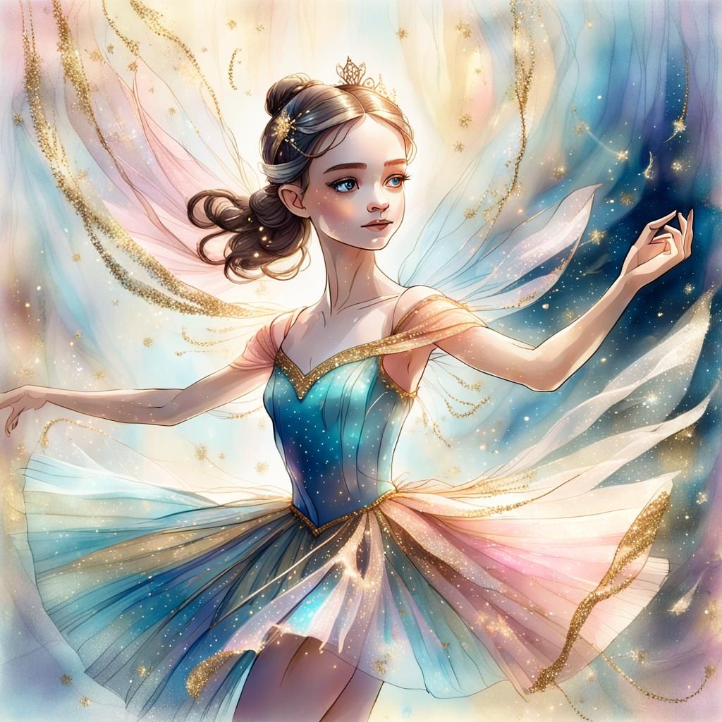 Ethereal Fairy Ballerina in Whimsical Fantasy Illustration