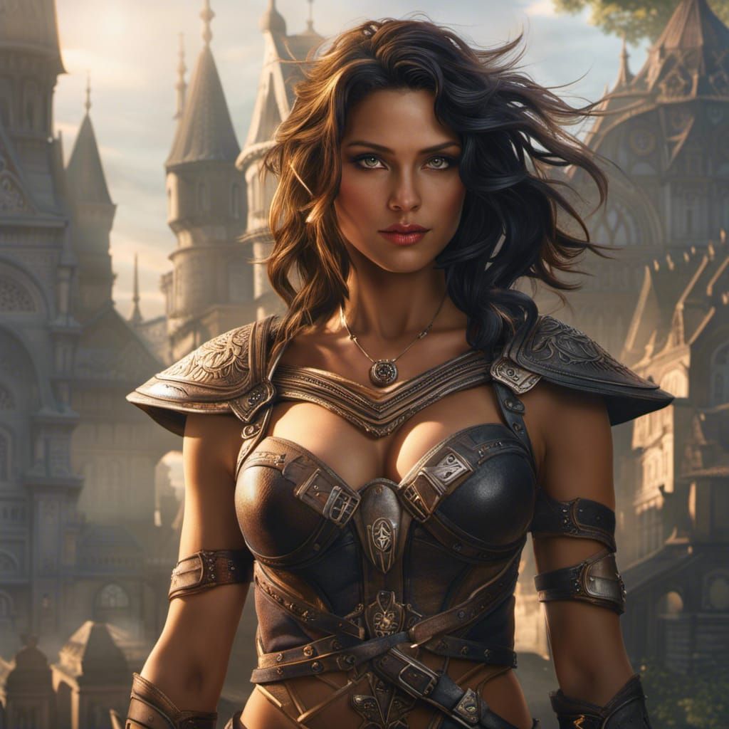 Voluptuous Green Elf Girl in Dark Fantasy Style