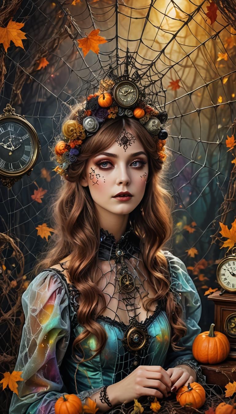 Halloween Dreamer in Surreal Photorealistic Drawing