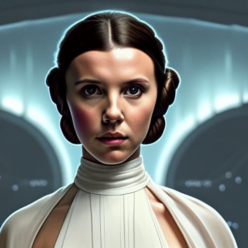 Millie Bobby Brown as Princess Leia: Hyperdetailed Portrait
