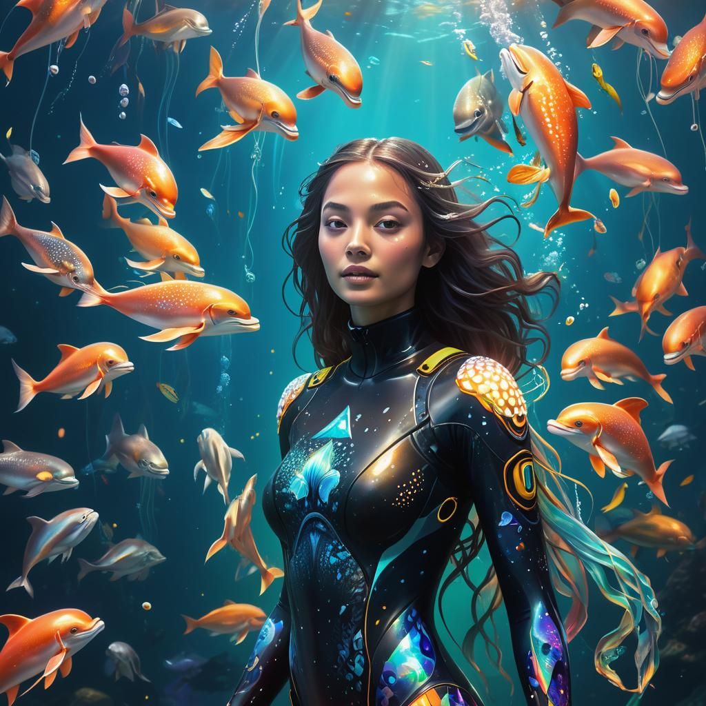 Underwater Goddess Portrait in Hyperreal Digital Art