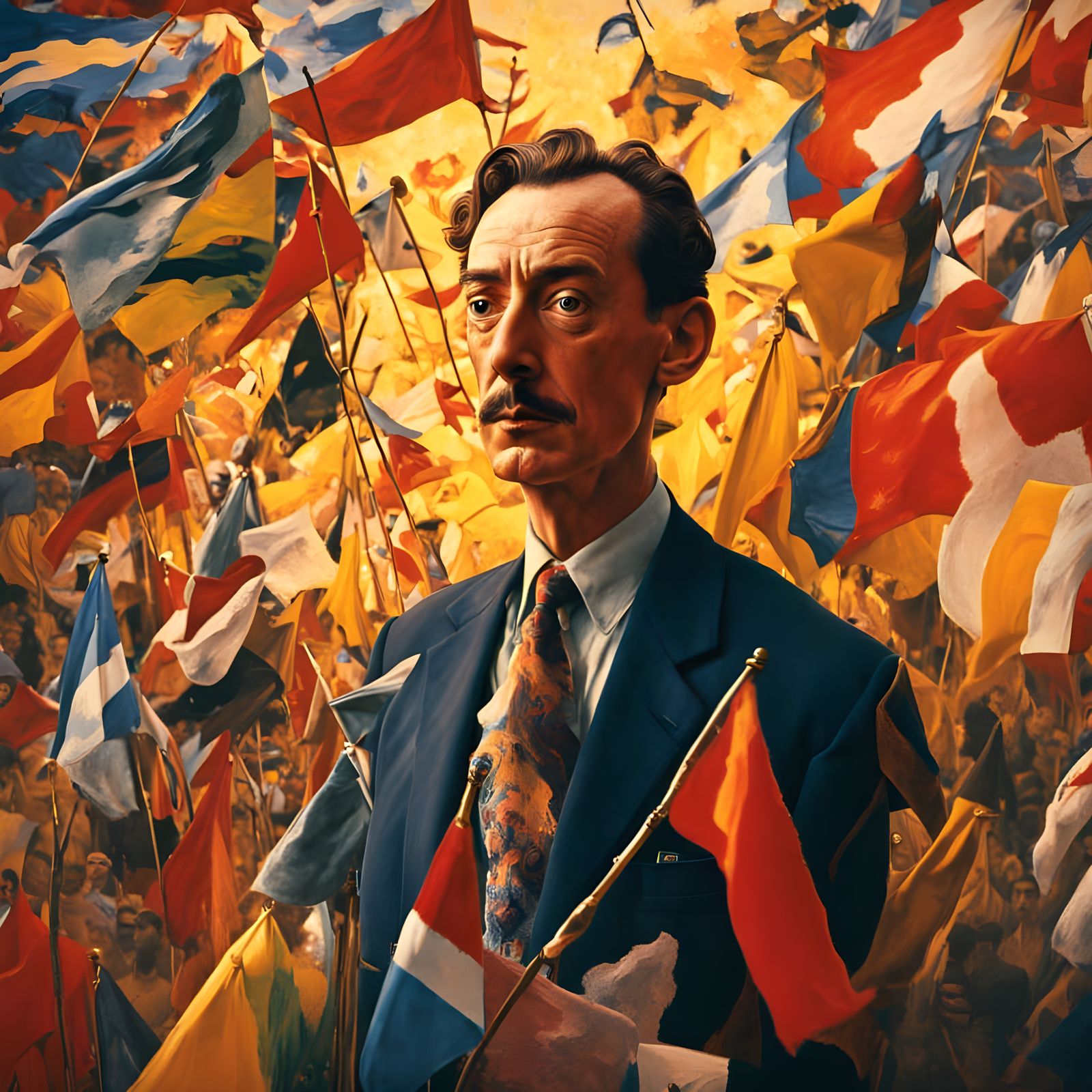 Surreal Flags at Half Mast with Dark Undertones