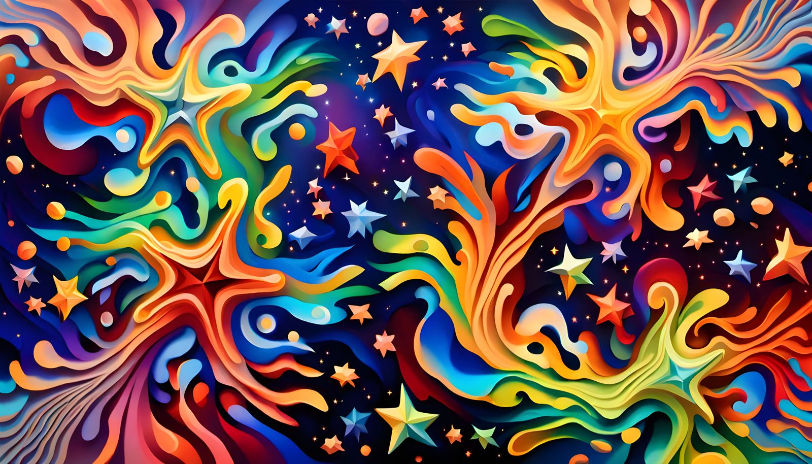 Iridescent Starry Sky in Aboriginal Painting Style