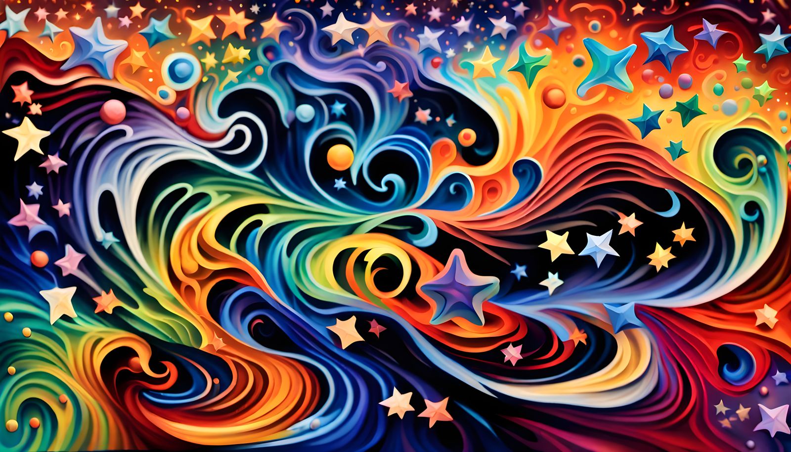 Iridescent Stars in Aboriginal-Style Impasto Painting