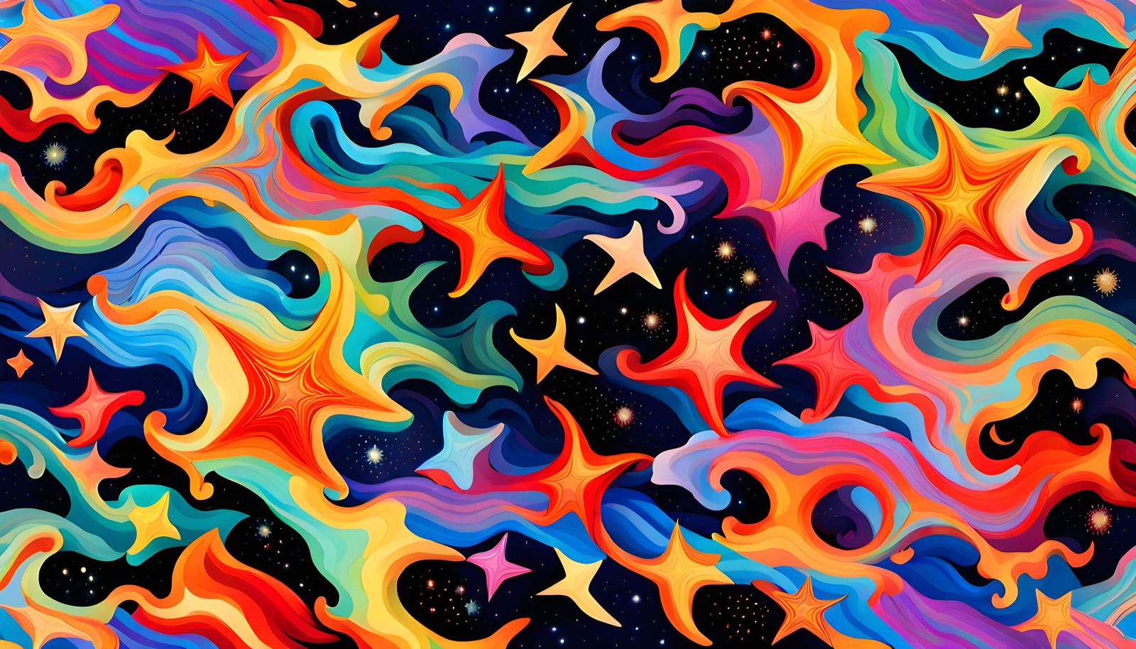 Iridescent Star Cluster in Aboriginal Impasto Style