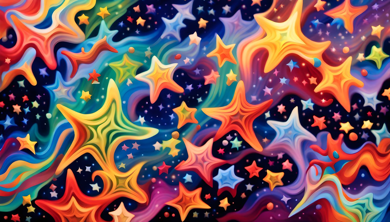 Iridescent Star Cluster Painting in Aboriginal Style