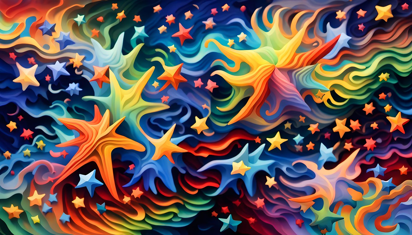 Cosmic Star Dance in Aboriginal-Inspired Impasto Painting