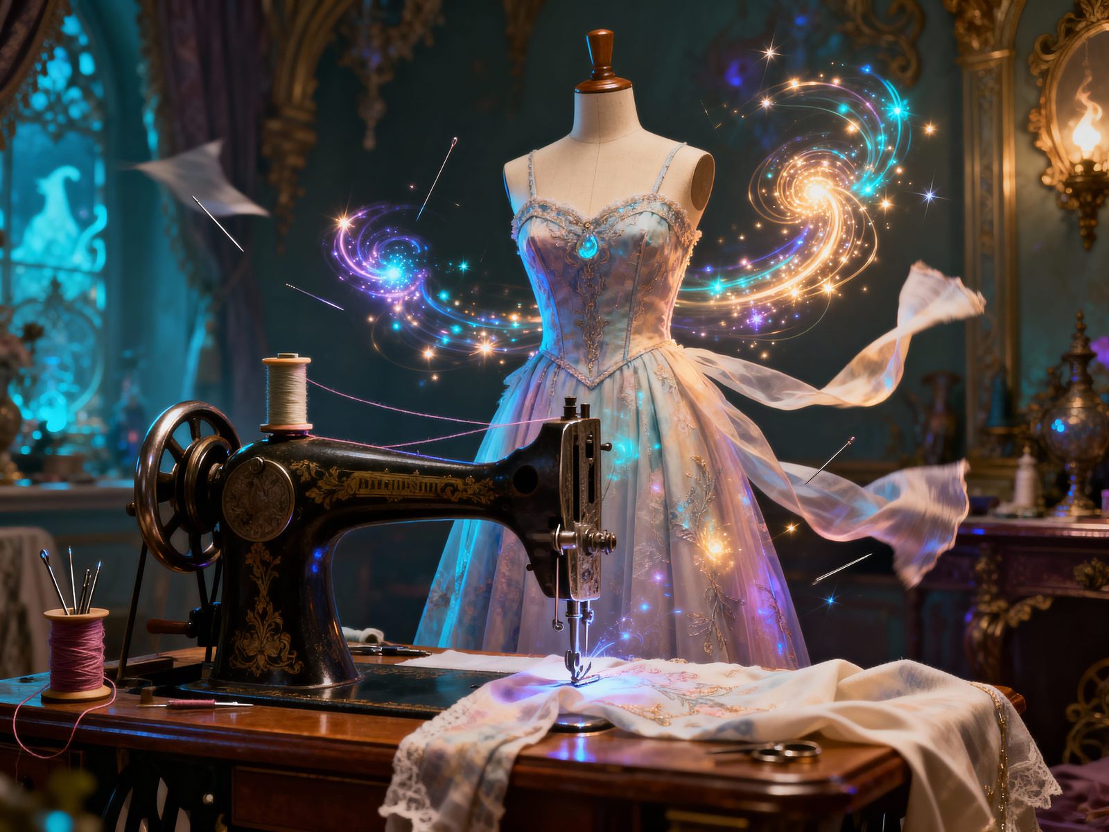 Enchanted Atelier: Magical Tailor's Workshop in Photorealism