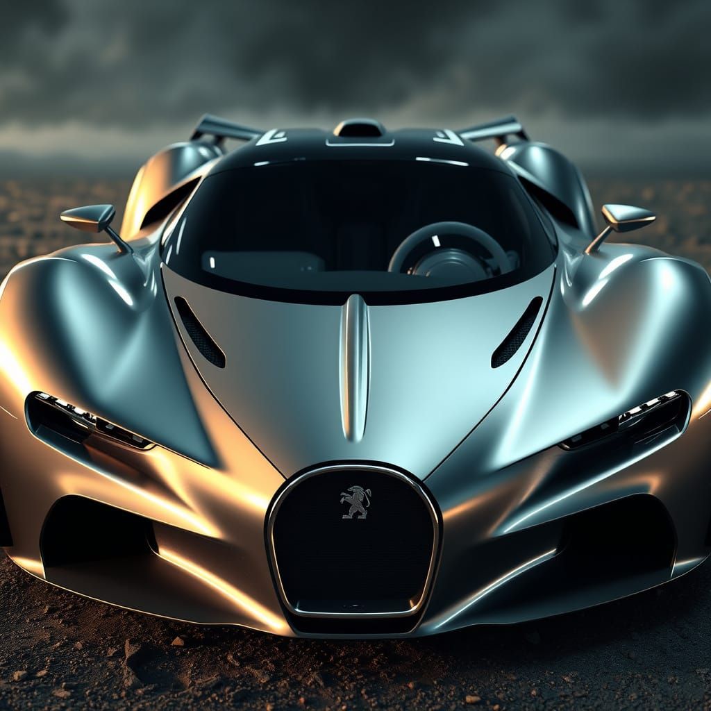 Sleek Silver Peugeot 205 Bugatti Concept in Sci-Fi Design