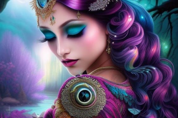 Stunning Raven in Watercolor Photoillustration Style