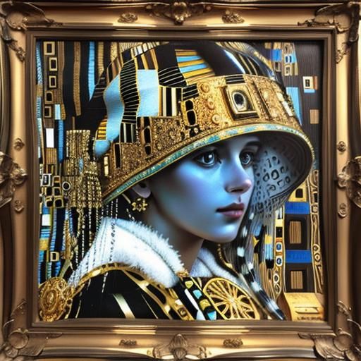 Klimt-Inspired 3D Masterpiece with High Contrast Details