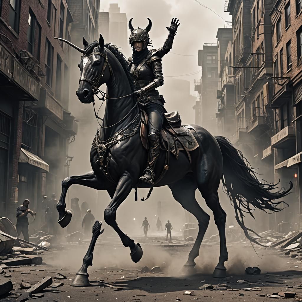 Dystopian Dark Horse: Urban Setting with Extra Limbs