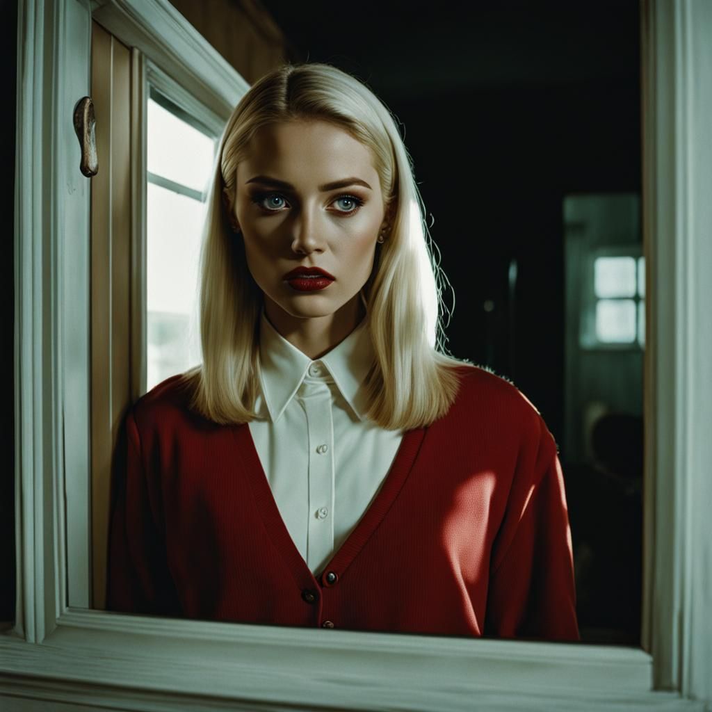 90s Slasher Portrait: Girl, Mirror, Axe Maniac