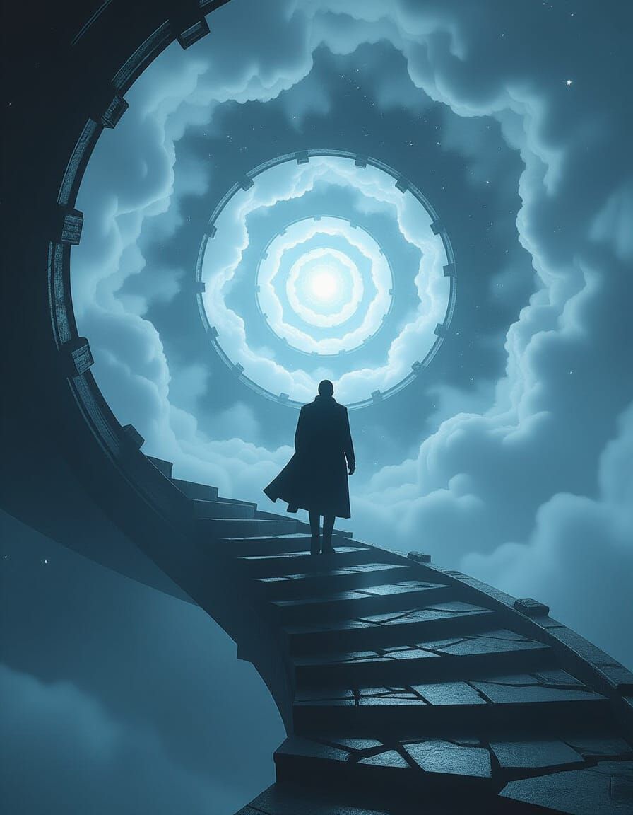 Figure on Fractured Staircase in Infinite Void