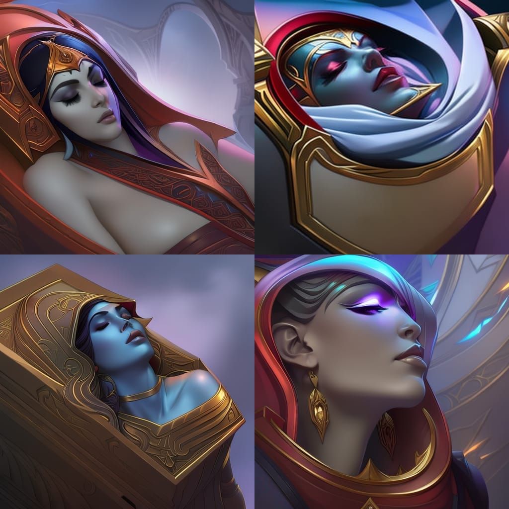 Egyptian Vampire Sarcophagus Portrait in Hyperdetailed Style