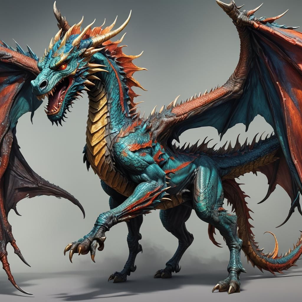 Mythical Dragon-Horse Hybrid in Detailed Digital Rendering