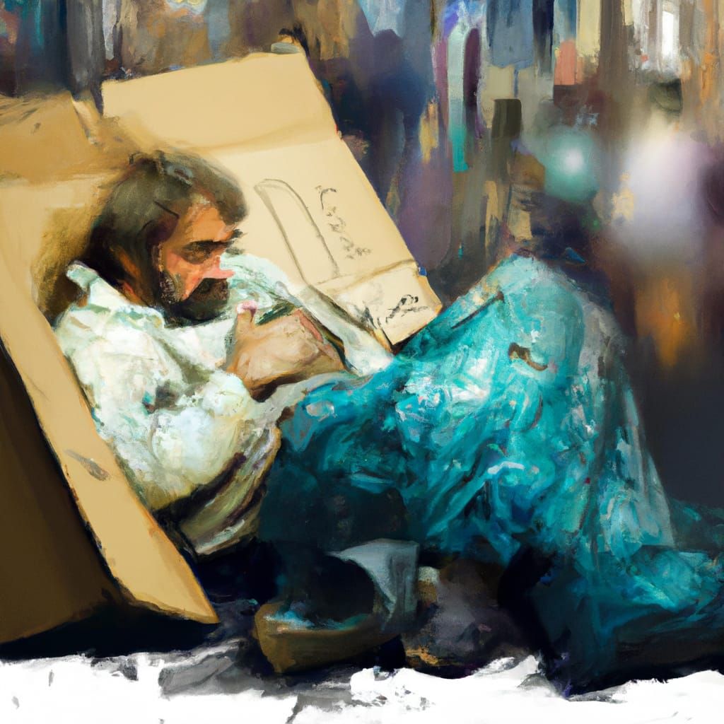 Homeless Man Sleeping: Expressive Street Art