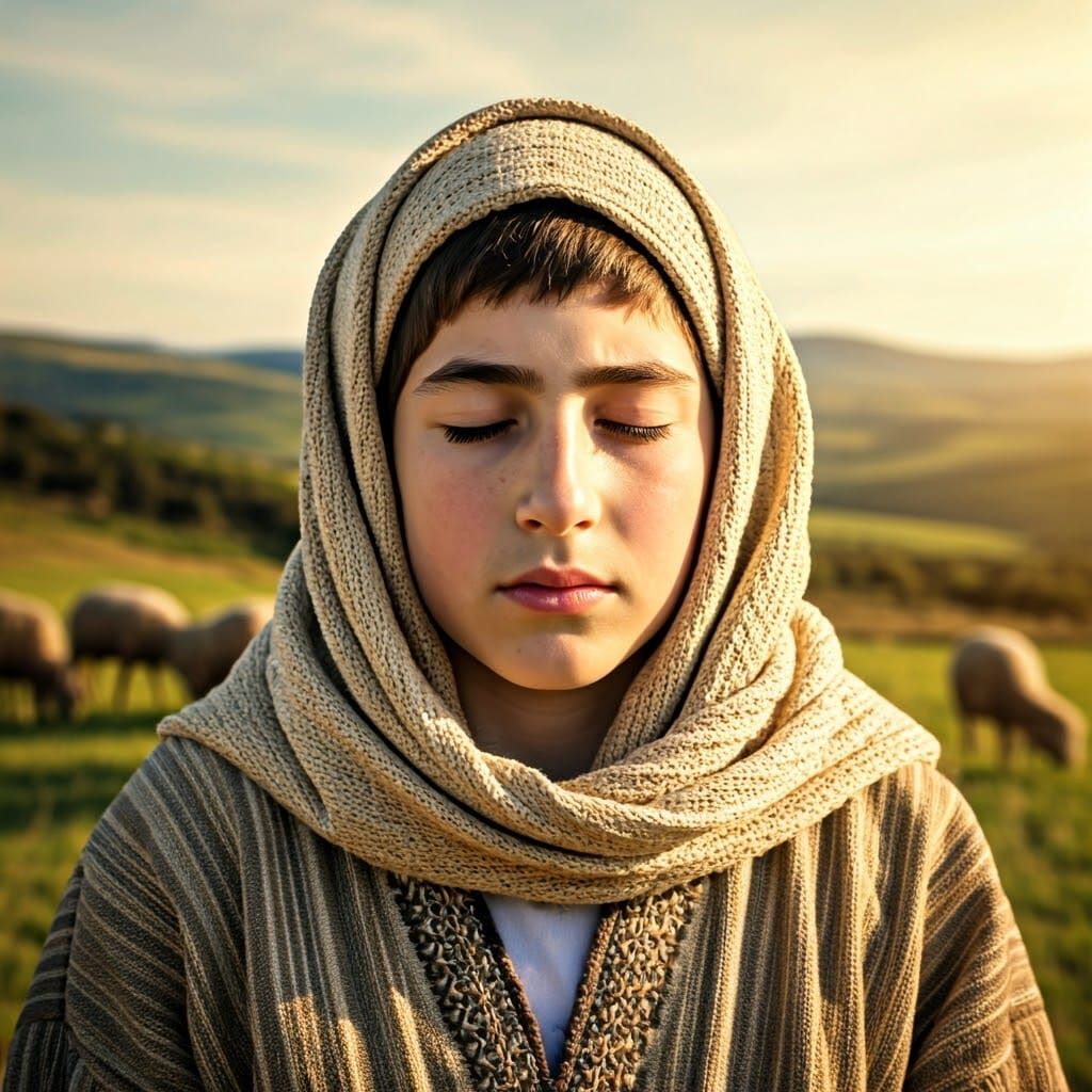 Ethereal Portrait of a Young Hasidic Boy in Golden Hour